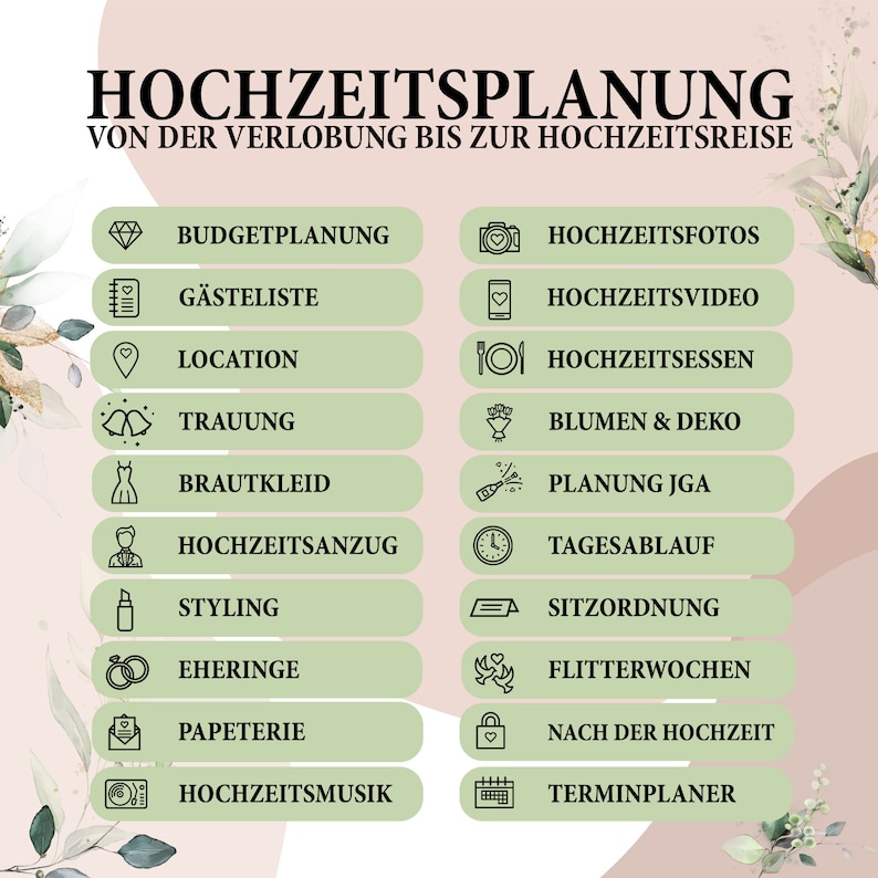 Hochzeitsordner Hochzeitsplaner mit Checklisten Hochzeit Organizer inkl. Planungshilfen auf über 230 Seiten Tolles Verlobungsgeschenk Bild 2