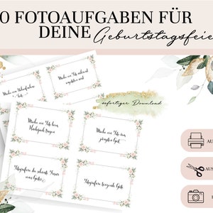 60 Fotoaufgaben Geburtstag I Geburtstagsfeier Fotoaufgaben I PDF Download I Geburtstagsspiel I Fotobox Zubehör I Geburtstagsfotospiel