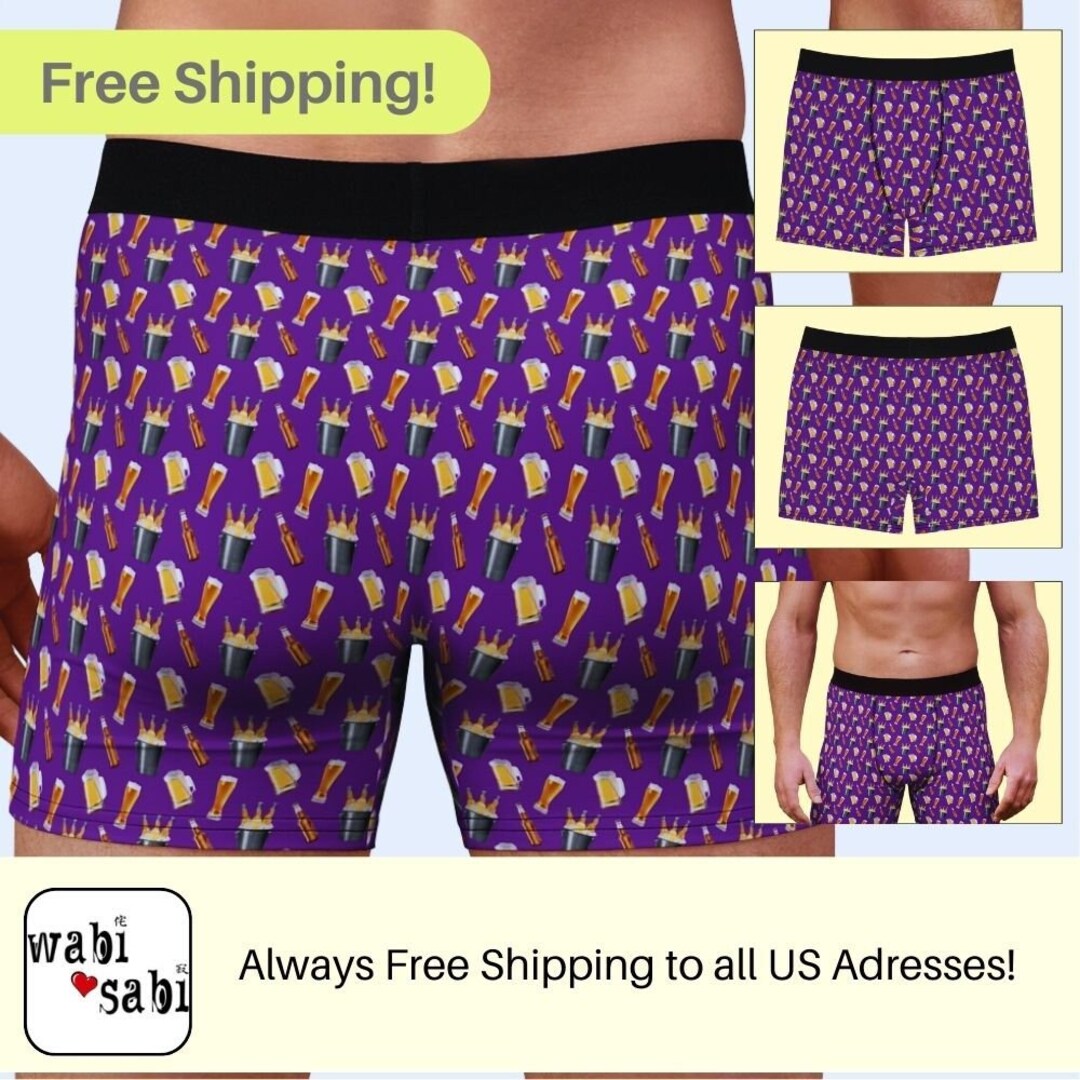 Comfy Purple Beer Print Boxer Briefs. Brew up Some Fun in This Etsy