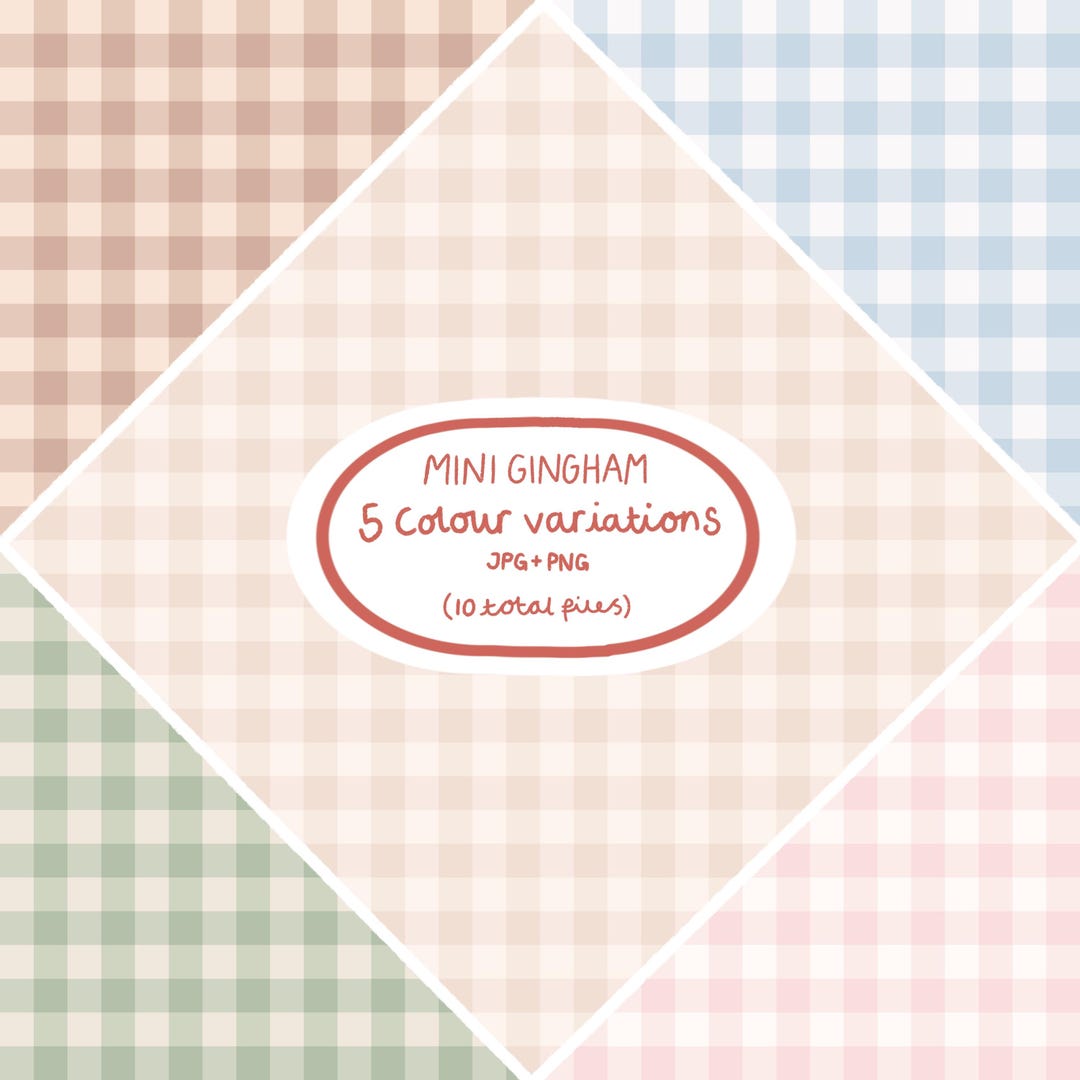 Mini Gingham Seamless Pattern Bundle | Soft Neutral Check Backgrounds ...