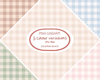 Mini Gingham Seamless Pattern Bundle | Soft Neutral Check Backgrounds | Digital Download