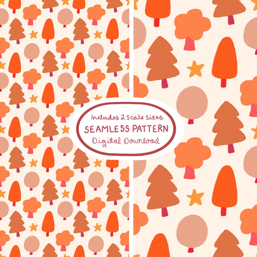 Autumn Woodland Tree Seamless Pattern | Forest Cottagecore Pattern ...