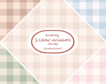 Pastel Gingham Seamless Pattern Bundle | Cosy Check Digital Paper | Neutral Backgrounds