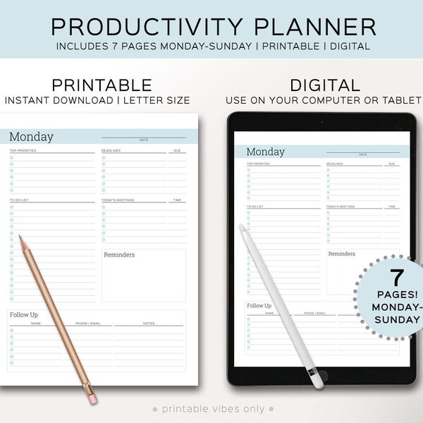 Arbetsplanerare. Daglig arbetsplanerare. Planerare för hemarbete. GoodNotes projektplanerare. Produktivitet. Digital och utskrivbar affärsplanerare.