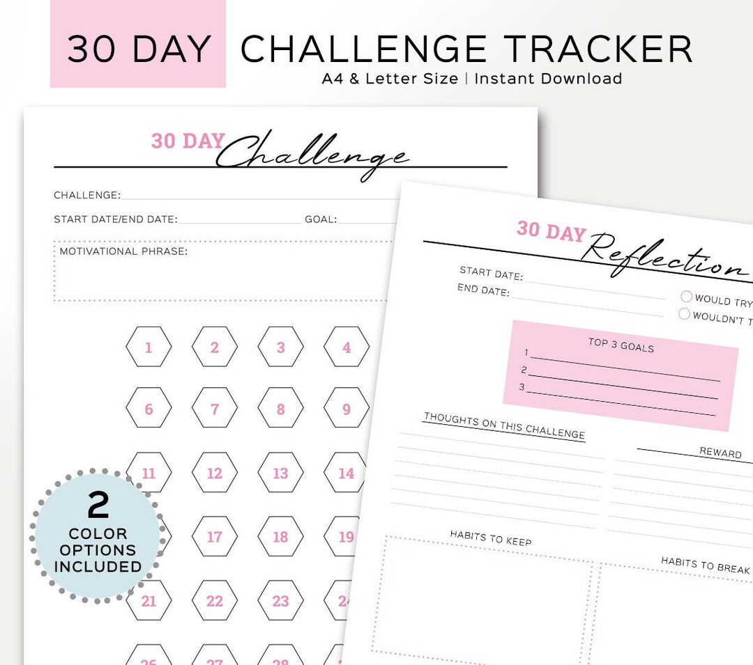 30 Day Workout Challenge Tracker: Fitness Planner (digital Download) - Etsy