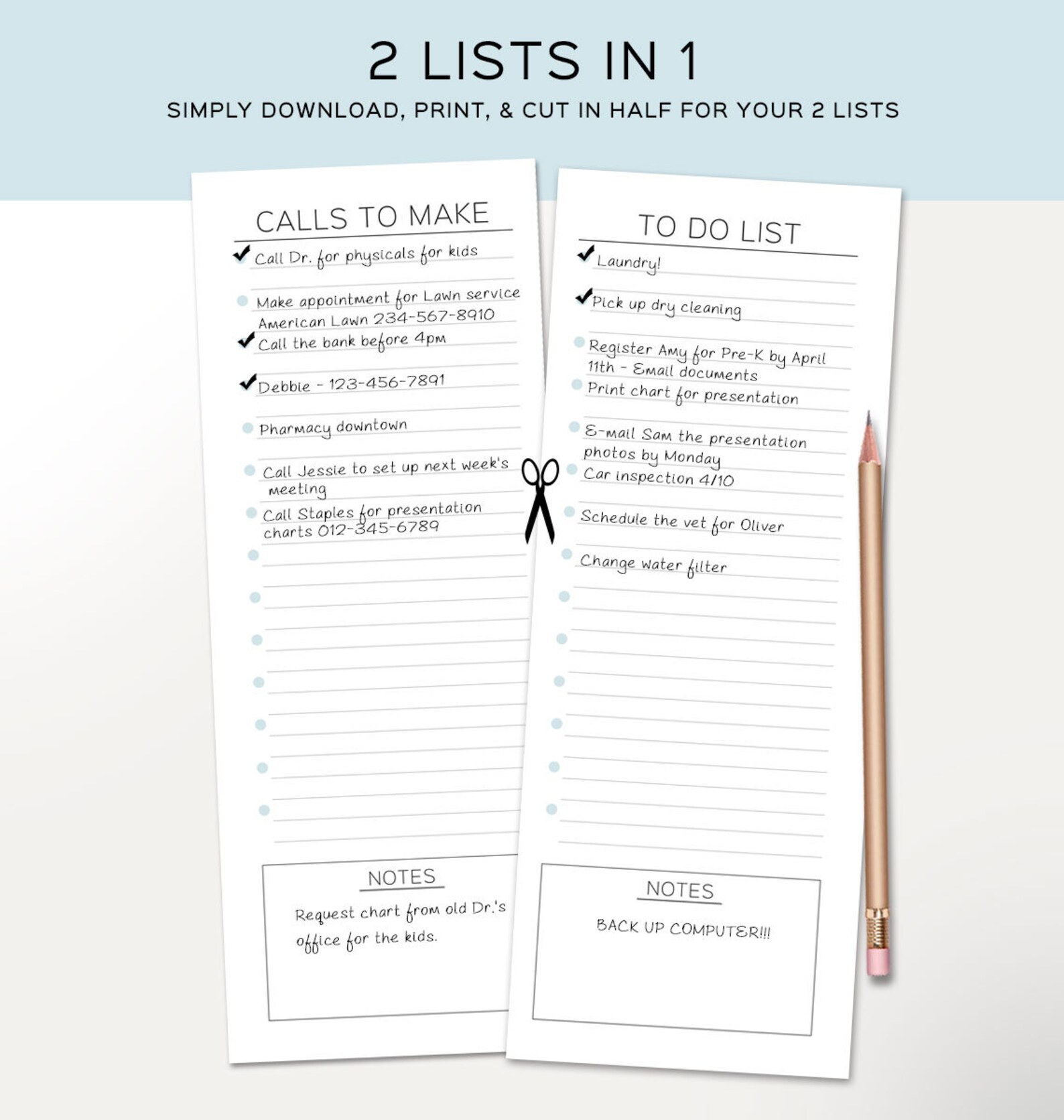To Do List Notepad & Call List Printable. Daily to Do List Stationery ...