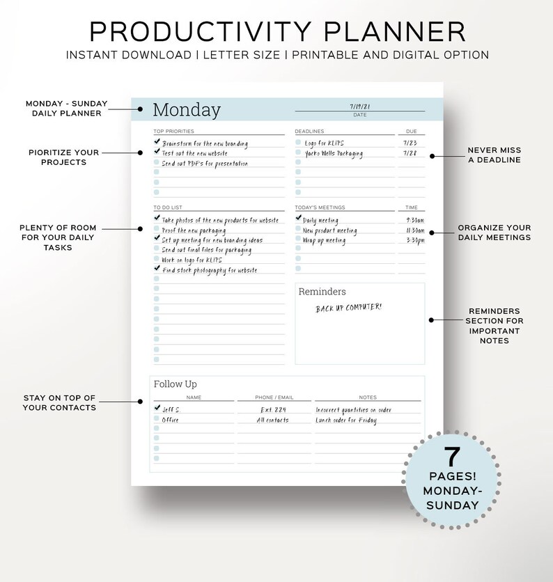 Printable Planner for work