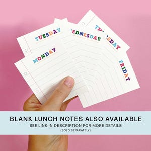 Printable Blank Lunch notes for kids school lunch box