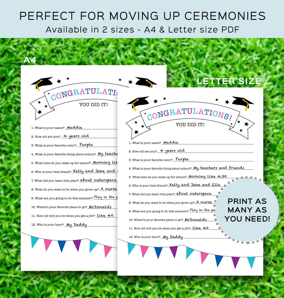 Graduation Questionnaire for Kids. Graduation Printable. | Etsy