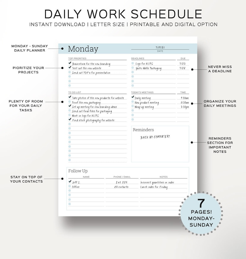 daily planner for work, To do list printable