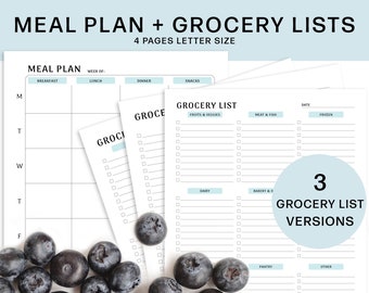 Menu Planner Shopping List Etsy Menu Planner Shopping List Etsy