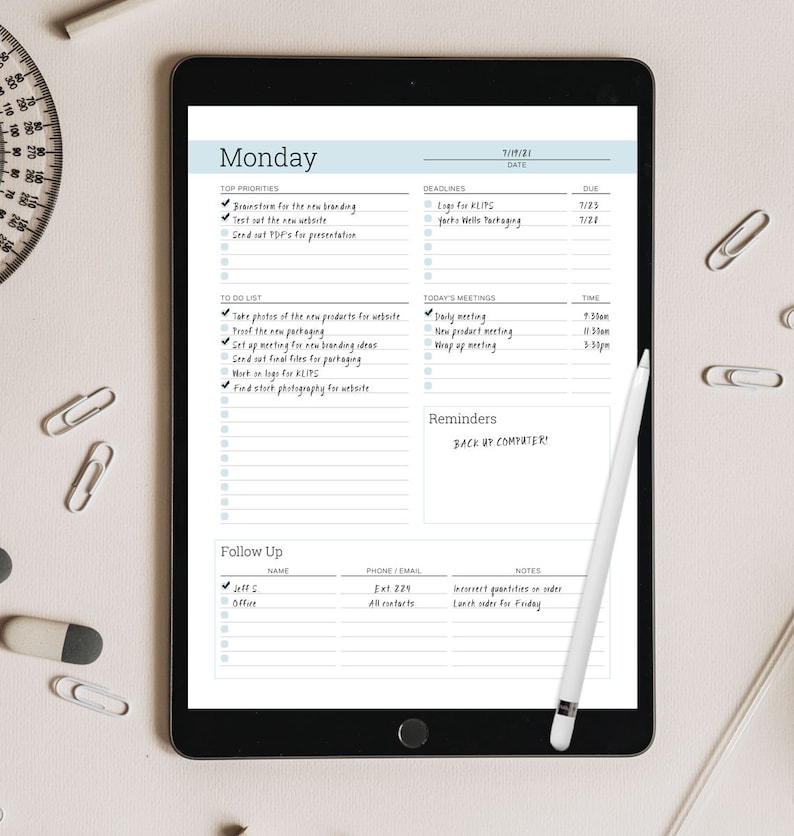 productivity planner printable, call list