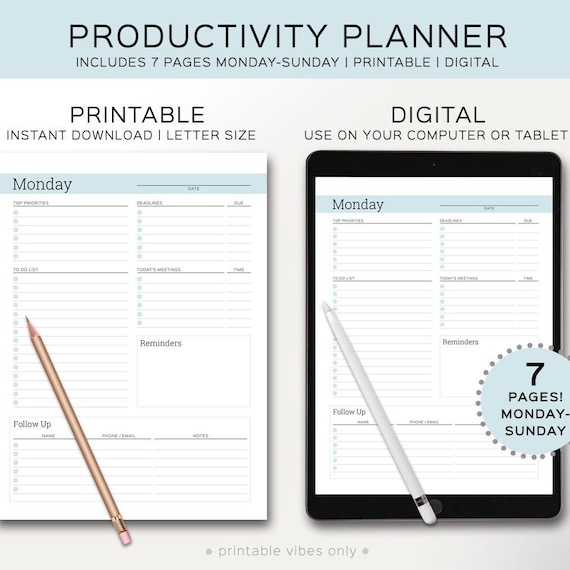 Work Planner. Daily work planner. Work from home planner. GoodNotes project planner. Productivity. Digital and printable business planner.