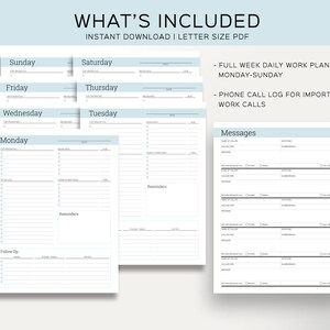 daily productivity planner,  weekly scheduler, work day planner