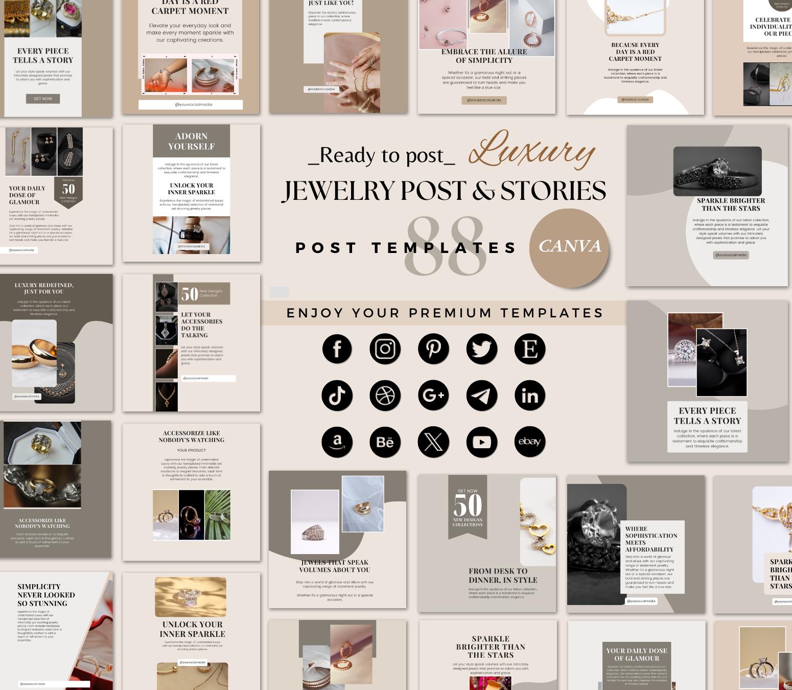 Jewelry Social Media Template - Jewelry Instagram Template - Editable ...