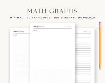 Math Graph Notes Pages Printable 10 Variations | A4 Digital Download ...