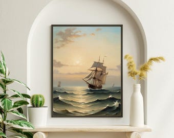 Vintage Sailing Ship Digital Art – Nautical Wall Decor - Etsy