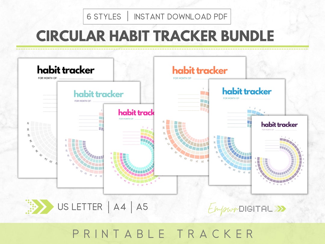 Circular habit tracker printable pdf monthly habit tracker routine