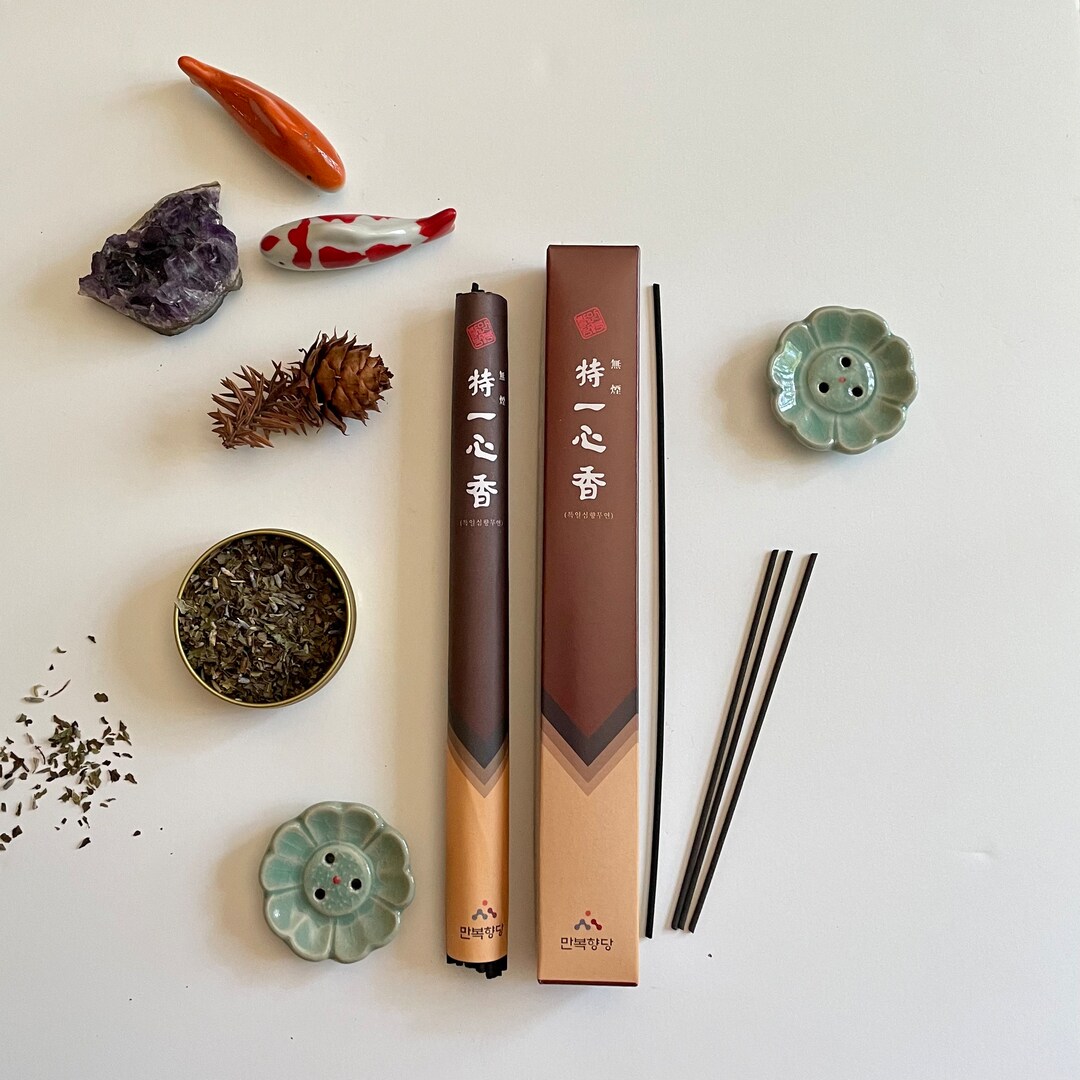Smokeless Korean Incense - ONE HEART (long) - Made With Bamboo Charcoal ...