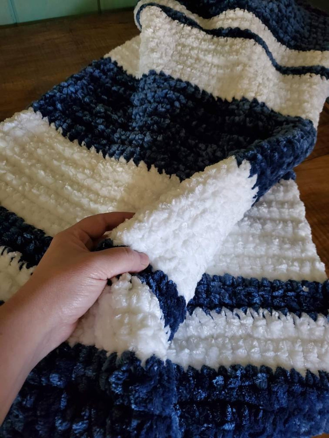 Crochet Velvet Blanket tightly woven thick weighted Etsy