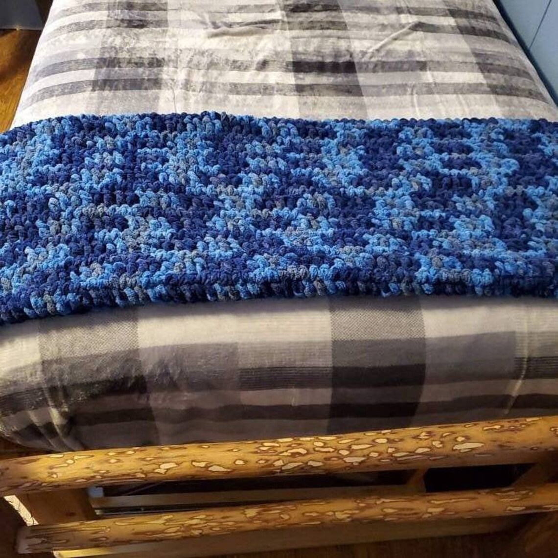 Crocheted Camo Blue Blanket made with chunky soft yarn Etsy