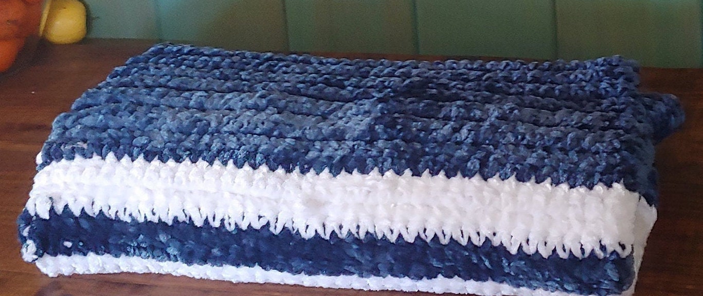 Crochet Velvet Blanket tightly woven thick weighted Etsy