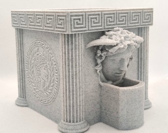 Medusa Rondanini flower pot/planter with reservoir, decorative antique mythological automatic self watering, marble/granite/stone imitation