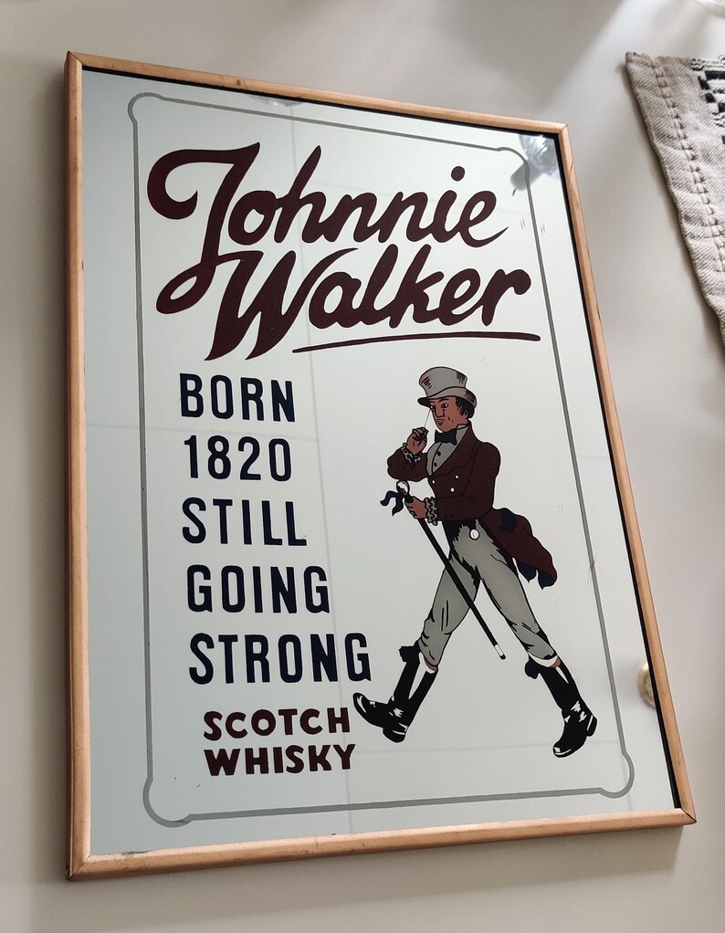 Johnnie Walker Whiskey Advertising Mirror Pub Bar Big Sign Etsy