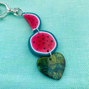Watermelon scissor fob / scissor fobs / scissor charm / scissor minder / scissor fob / stitching accessories / cross stitch