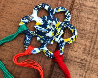 Navy Blue Marble Thread Organiser - Floss Organiser - Cross Stitch Accessory - Cross Stitch Gift