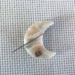 Pearlescent Moon Needle Minder for Cross Stitch / Needle Nanny / Needle Keeper / needle keep / needle magnet /stitcher’s gift