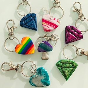 Mix & Match Keyring Set, keychain, bag charm, polymer clay charm, polymer clay keyring, stocking filler