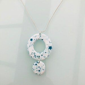 Modern Pendant Light | Statement necklace | Blue marble necklace | Gift for her | Handmade Pendant Necklace | blue marble pendant