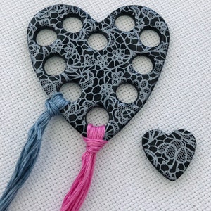 Lace Heart Thread Organiser - Floss Organiser - Cross Stitch Accessory - Cross Stitch Gift