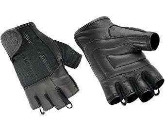 Men's Super Soft Deer Soft Fingerless Leather Glove Summer Touring Choppers Motorcycle Riding, Driving Gloves