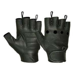 Men&#39;s Fingerless Deerskin Gloves – Padded Palm, Perforated, Water Resistant, Summer Motorcycle Riding Gloves S-3XL