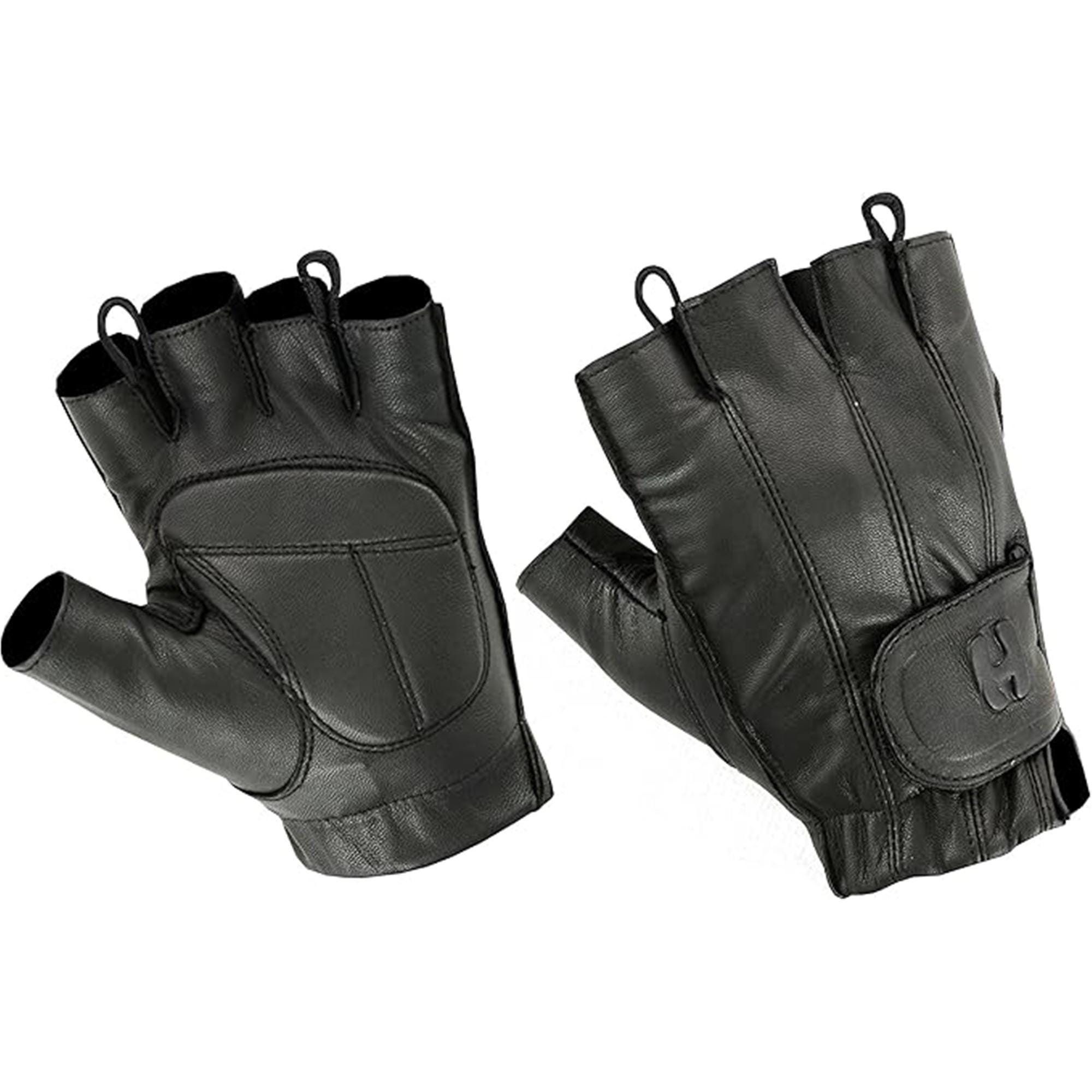 Guanti In Pelle Senza Dita Per Moto | Con Imbottitura Gel E Fori, Neri, Unisex - Biker Universe