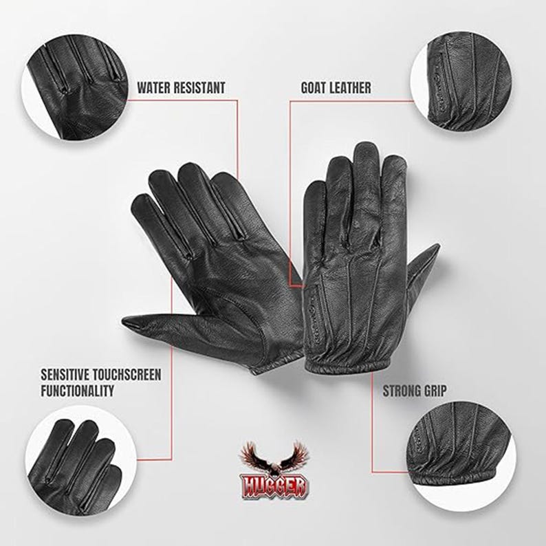 Men's Unlined Water Resistance Glove Leather Driving, Working, Winter Glove image 2