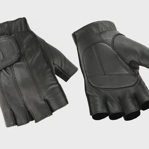 Men’s Deer Soft Fingerless Leather Gloves | Gel Padded Palm | Summer Motorcycle Riding Gloves | Comfortable Biker Gloves