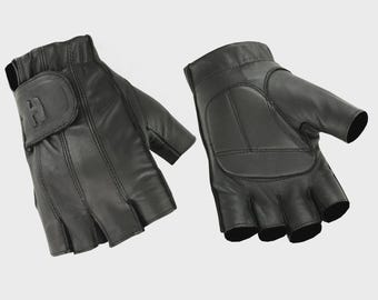 Men’s Deer Soft Fingerless Leather Gloves | Gel Padded Palm | Summer Motorcycle Riding Gloves | Comfortable Biker Gloves