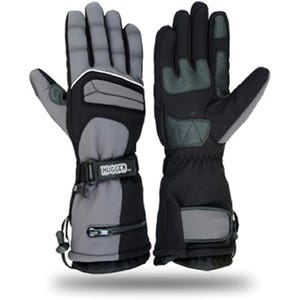 Men's Textile Gauntlet Winter Warm Snowmobile Gloves, Wind Resistant Glove