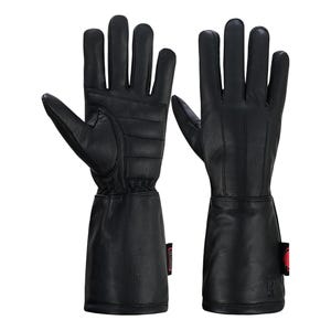 Women's Winter Gauntlet Gloves – Windproof Lined Goatskin Leather Motorcycle Gloves