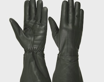 Ladies Deerskin Gauntlet Gloves | Water Resistant Leather Motorcycle Gloves | Long Cuff Biker Gloves for Women | XS–XL