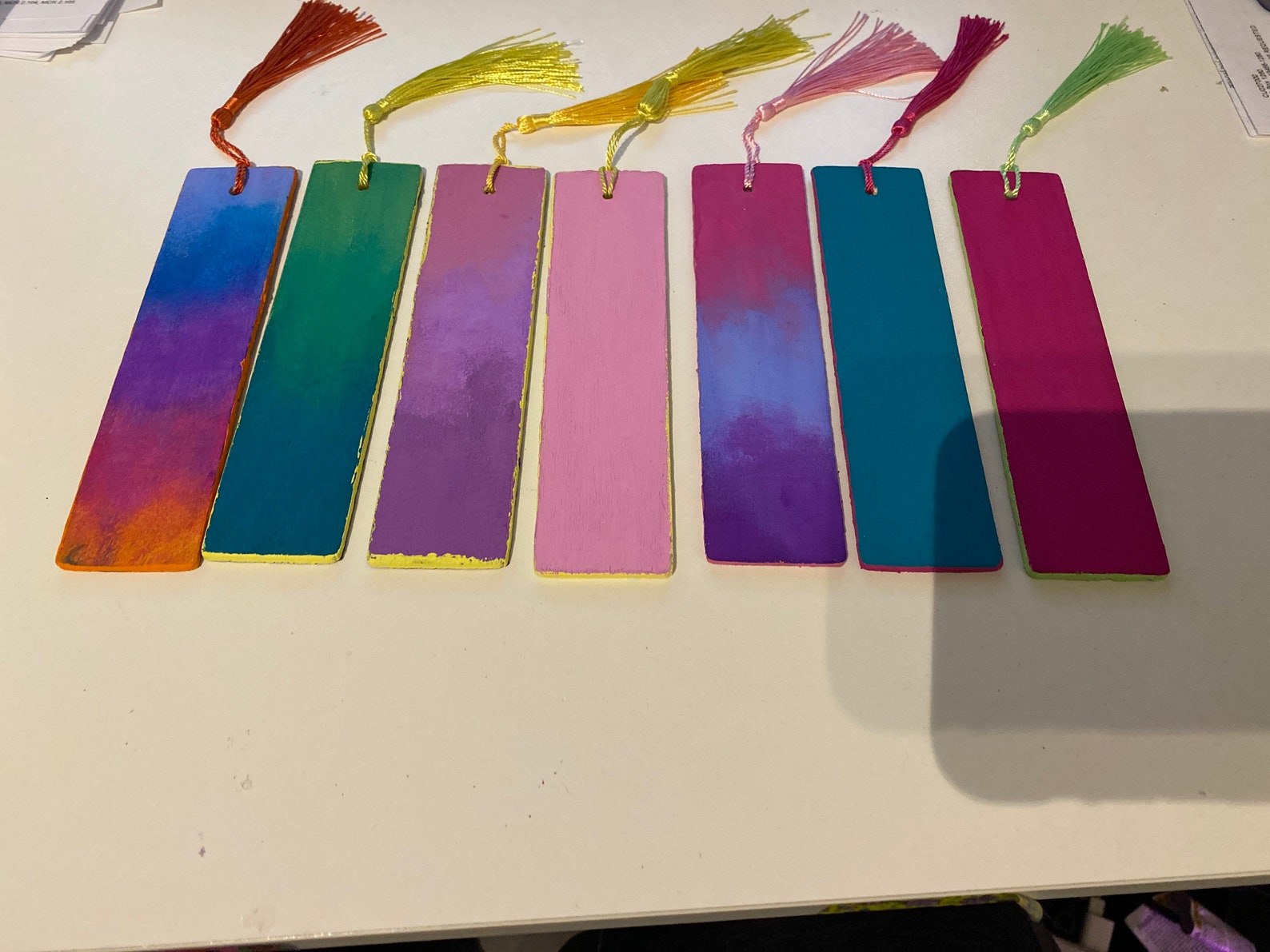 Set of hand painted wood bookmarks Etsy