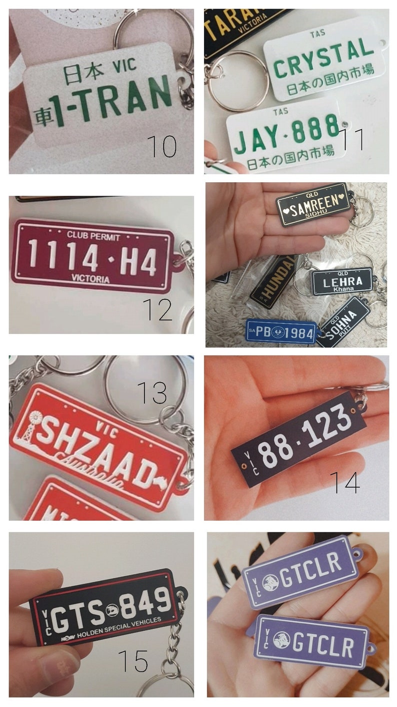 Number Plate Keyrings/custom Rego Keyrings/ Personalised Etsy Australia