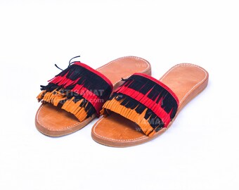 Moroccan slippers for womens , Leather sandals, Leather flats, flat sandals, casual leather shoes, handmade sandals, summer women sandals
