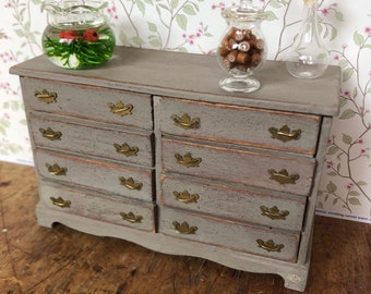 Vintage artisan refinished wood dollhouse dresser