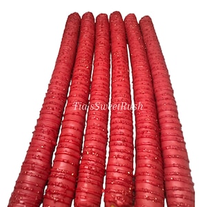 Red Pretzels. 12 Red dipped pretzel rods. Chocolate covered Pretzels. Red treats. Red gifts. Red party treats