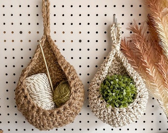 Crochet Plant Hanger, Crocheted Basket Set, Crochet Basket Pattern, Crochet Hanging Basket