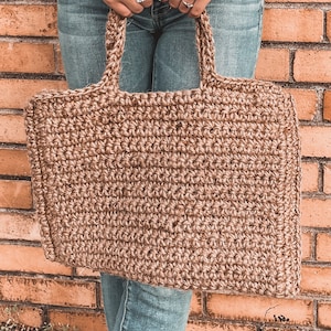 Jute Tote Bag Crochet Pattern, Beginner Crochet Pattern, Crochet Laptop Bag, Crochet Laptop Sleeve, Crochet Bag Pattern with Video Tutorial image 10